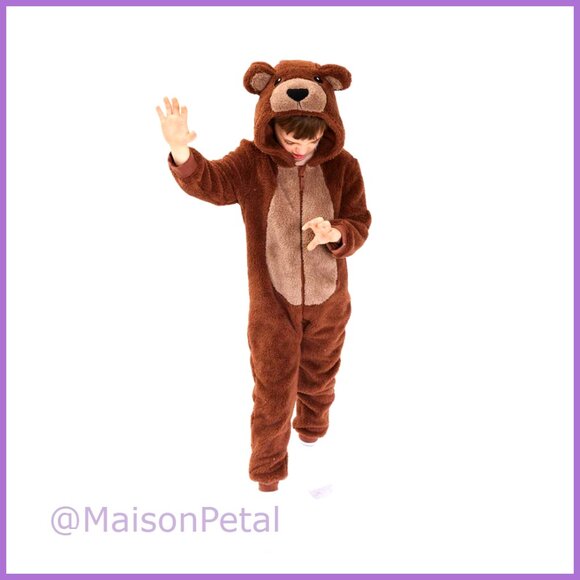 Sherpa Velveteen Flannel Bear Onesie Pajamas Snug Fit Sleepwear